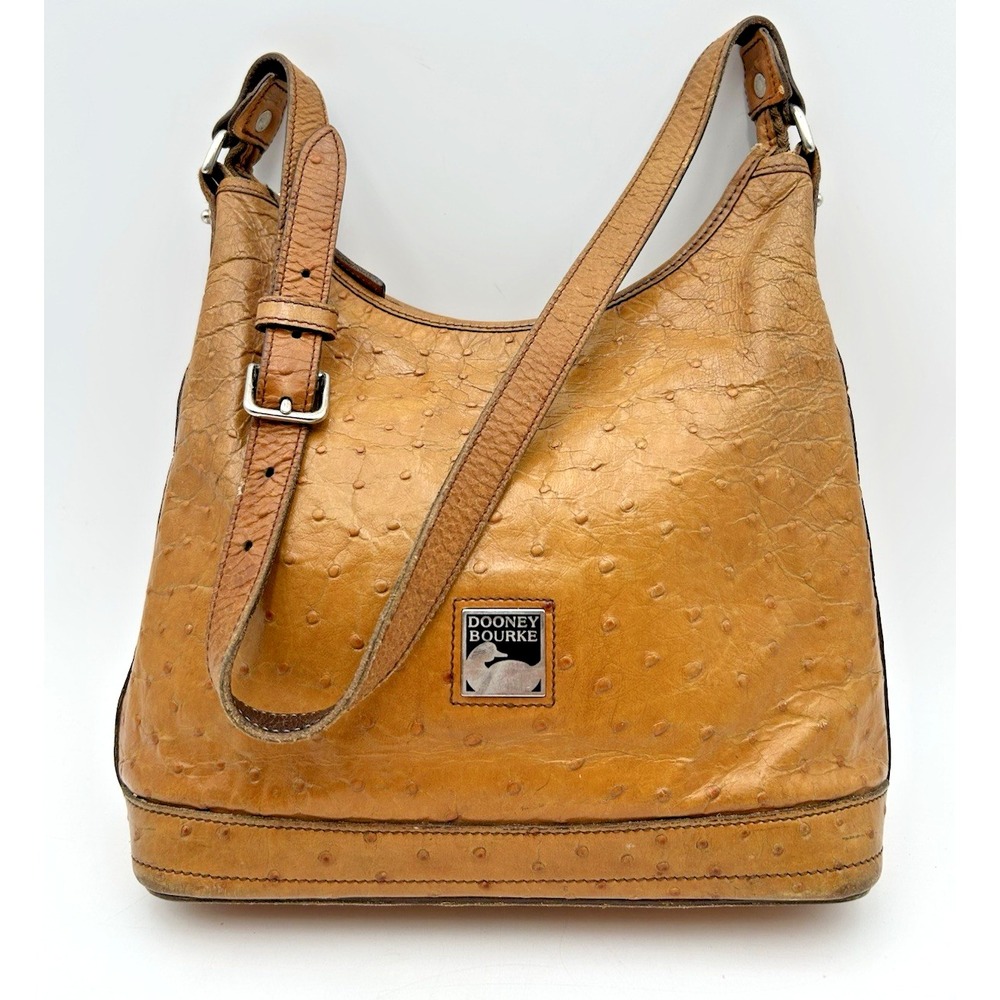 Dooney & Bourke Carmel Brown Ostrich Quill Handbag Purse